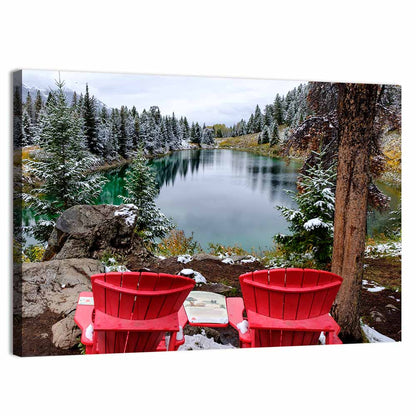 Red Adirondack Chairs at Valley of Five Lakes Wall Art