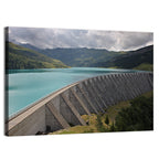 Curved Dam on Turquoise Lake Wall Art