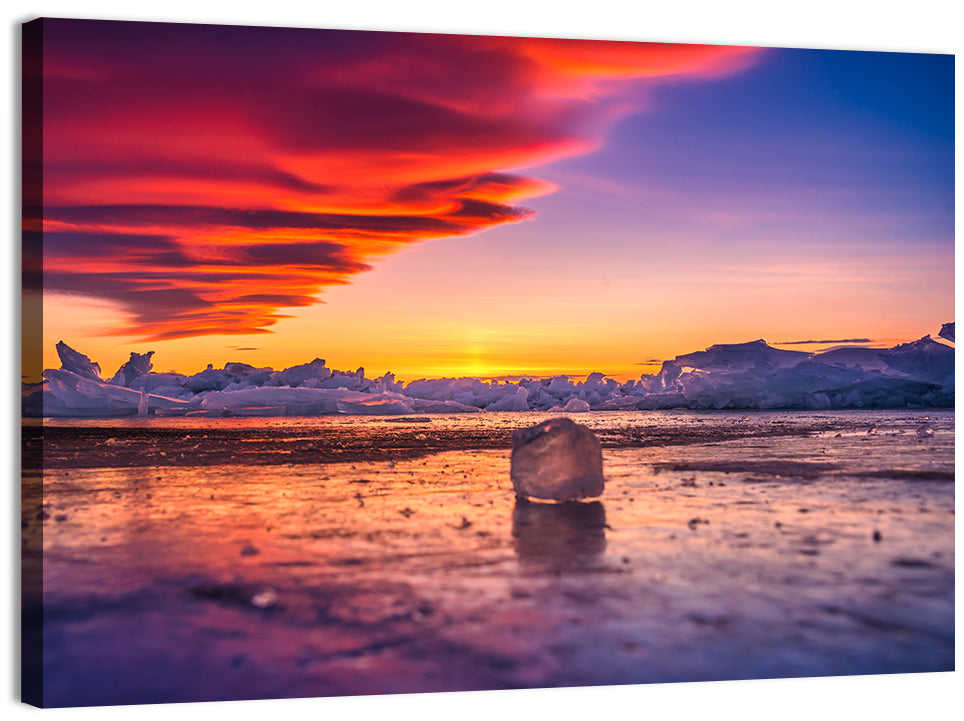 Lake Baikal Ice at Sunset Wall Art