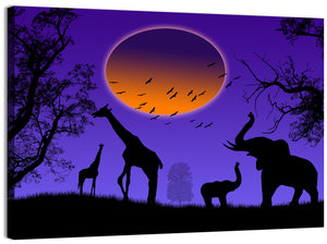 Wild Animals Silhouette Wall Art