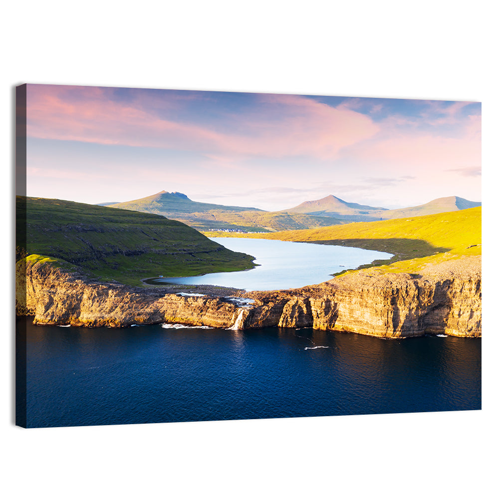 Sørvágsvatn Cliffs at Golden Hour Wall Art