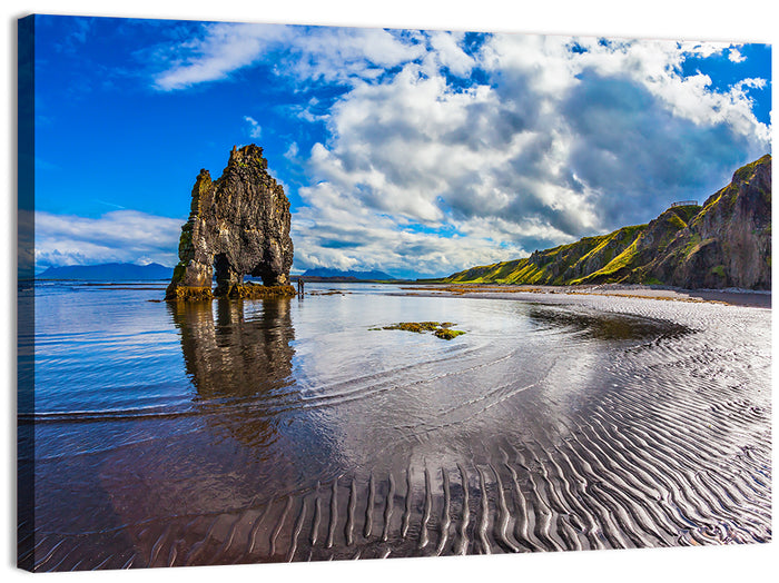 Hvítserkur Sea Stack at Sunset Wall Art as a canvas print
