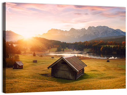 Sunrise Over Geroldsee Cabin Wall Art