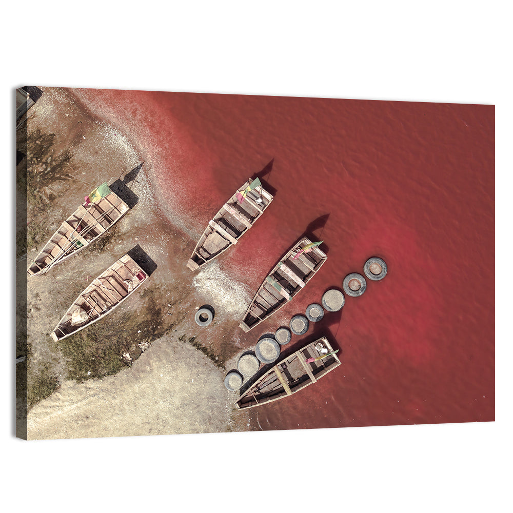 Wooden Boats on Lake Retba Wall Art