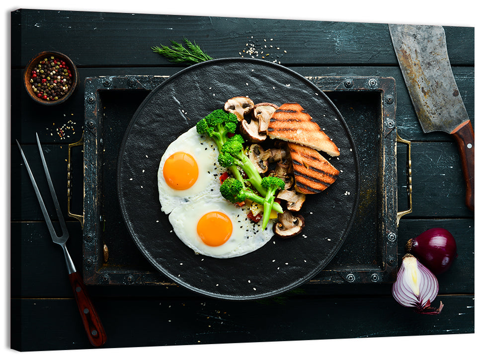 Top Down Fried Eggs Breakfast Platter Wall Art