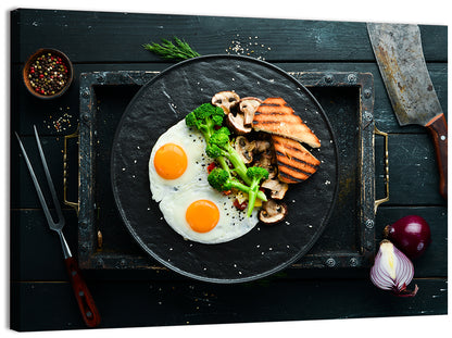 Top Down Fried Eggs Breakfast Platter Wall Art