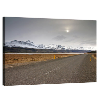 Icelandic Road to Snow-capped Mountains Wall Art