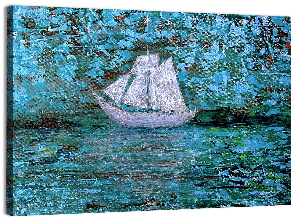 White Sailboat Reflection Wall Art