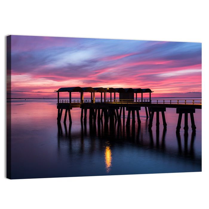Jekyll Island Dusk Pier Wall Art as a canvas print
