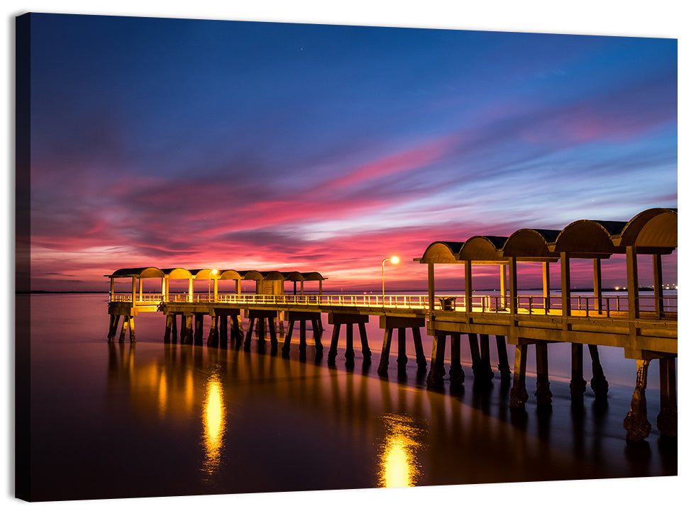 Twilight on Jekyll Island Pier Wall Art, canvas print, landscape