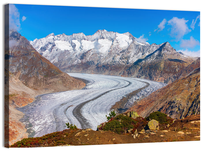 Aletsch Glacier Valley Wall Art as a canvas print