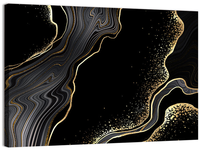 Black Marble with Gold Veins Wall Art as a canvas print