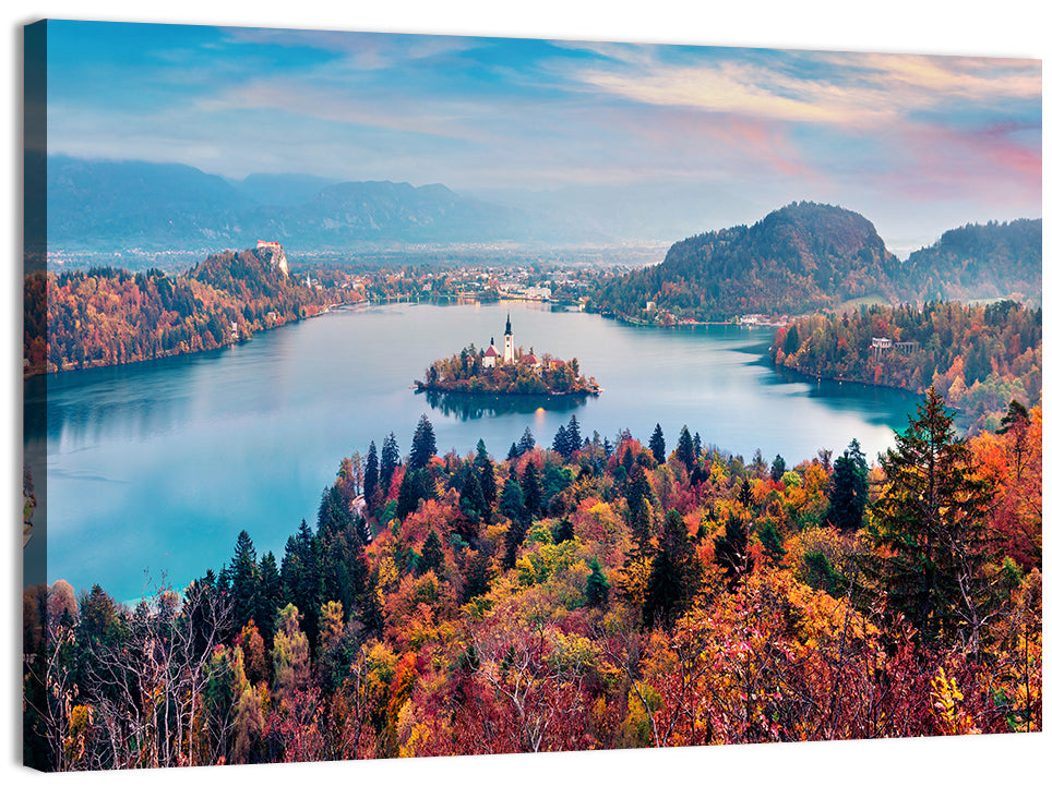 Sunset Over Lake Bled Wall Art