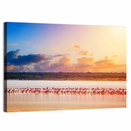 Amboseli Flamingos at Sunset Wall Art