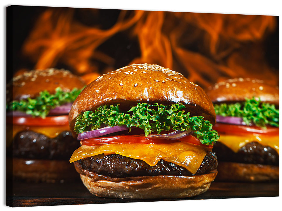 Three Flame Grilled Cheeseburgers Wall Art