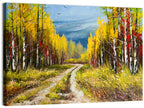Autumn Birch Path with Two Birds Wall Art