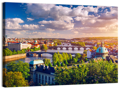 Prague Golden Hour Over Charles Bridge Wall Art