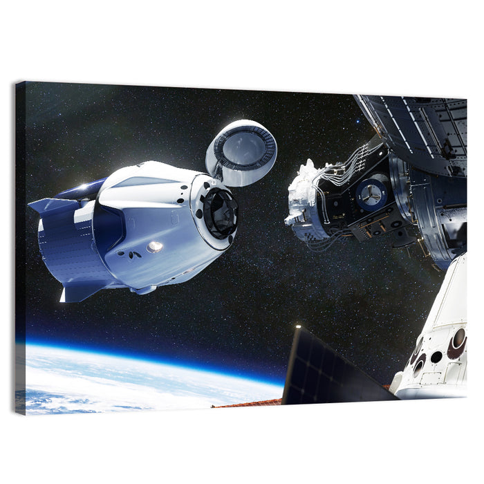 Crew Dragon Docking with Iss Wall Art as a canvas print
