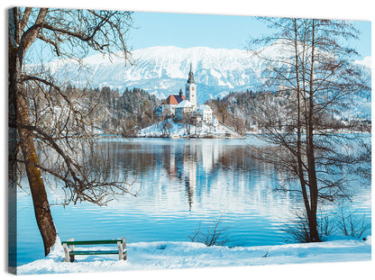 Bled Castle Winter View Wall Art