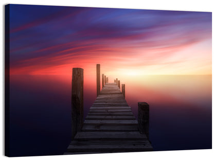 Wooden Dock Sunset Wall Art