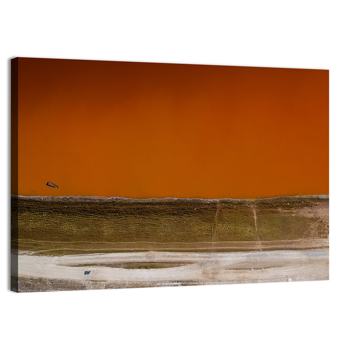 Lake Retba Aerial View Wall Art as a canvas print