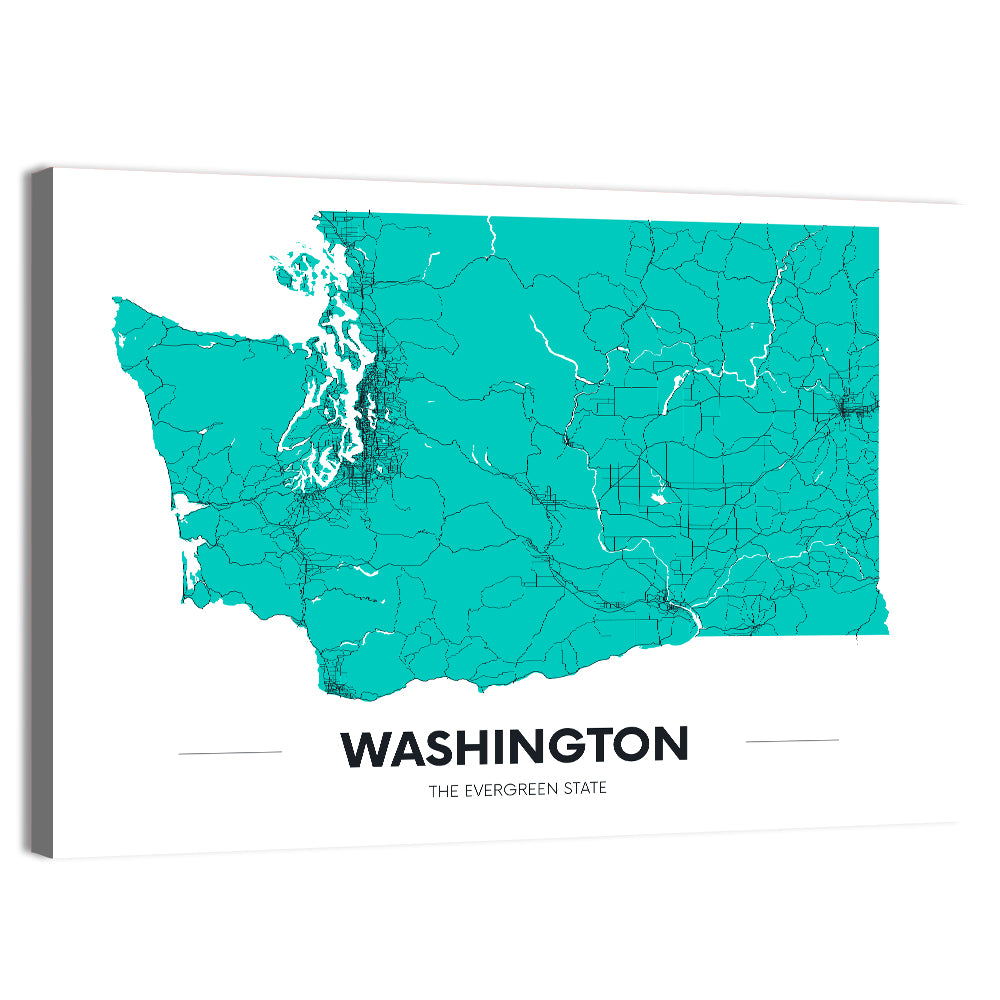 Washington State Minimalist Map Wall Art, canvas print, landscape