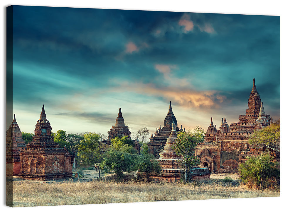 Bagan Ancient Pagodas at Sunrise Wall Art