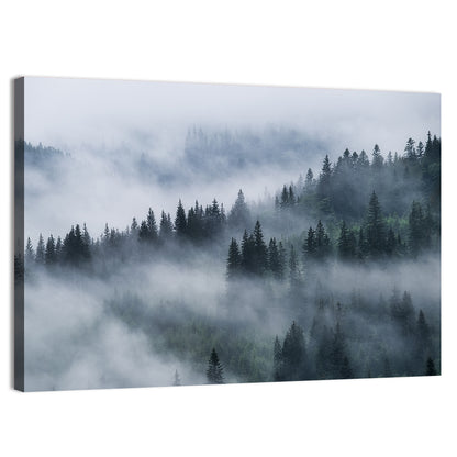 Misty Mountain Pine Forest Wall Art