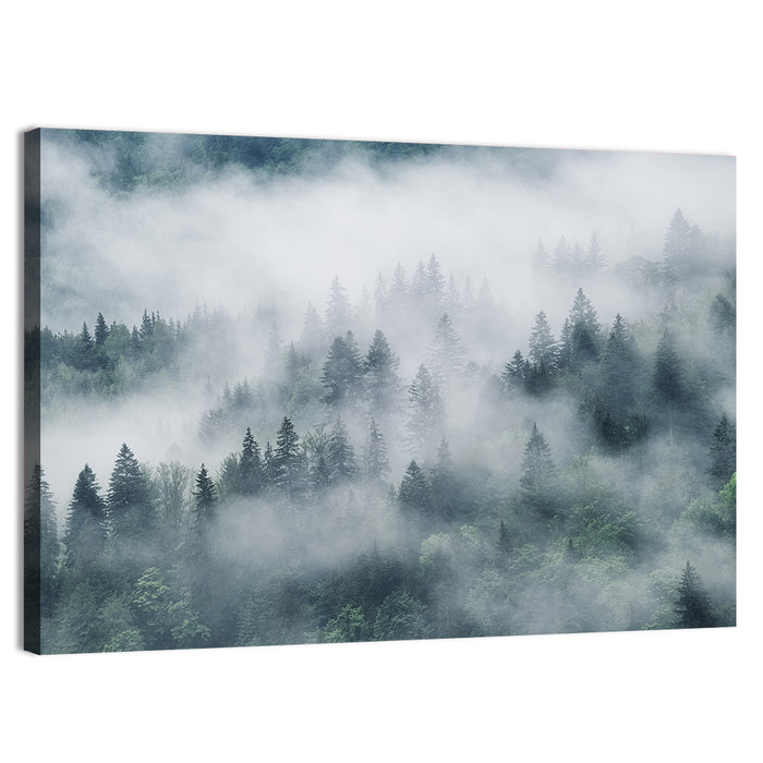 Misty Mountain Forest Wall Art as a canvas print