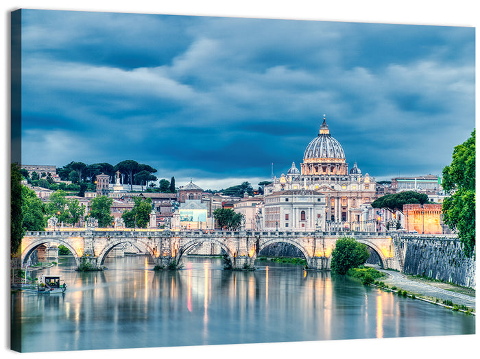 St Peter's Basilica at Dusk Wall Art as a canvas print