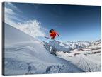 Airborne Skier Over Snowy Mountains Wall Art