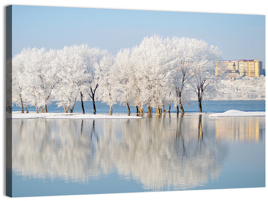 Winter Lake Reflection Wall Art