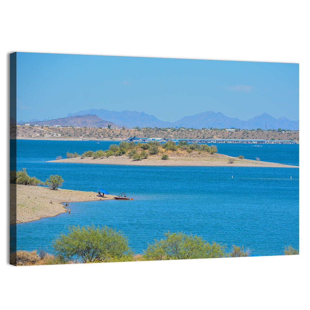Lake Pleasant Shoreline with Boat Wall Art