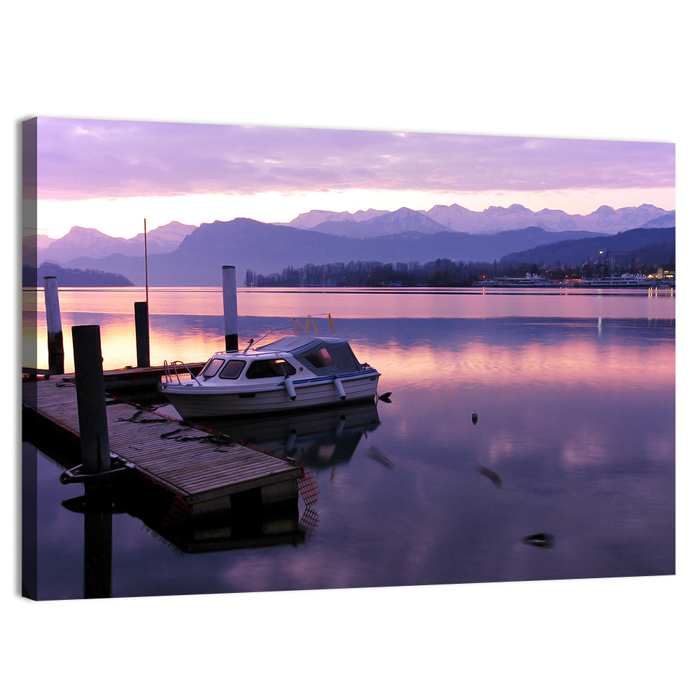 Lake Lucerne Pier at Dusk Wall Art