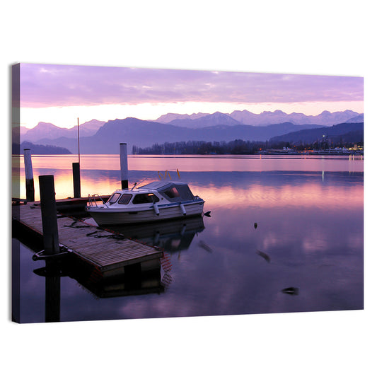 Lake Lucerne Pier at Dusk Wall Art