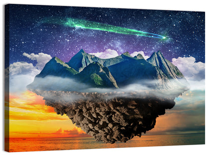 Starry Floating Mountain Island Wall Art