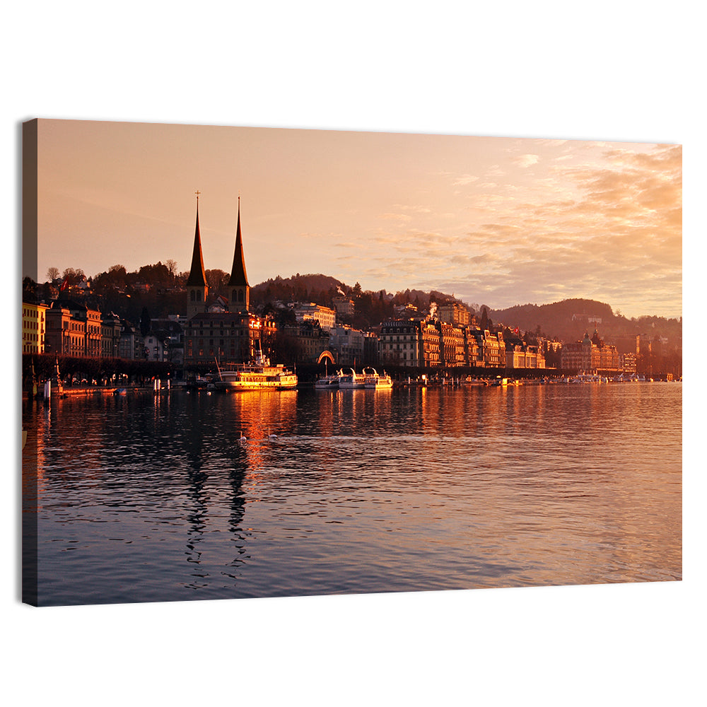 Lucerne Lake Sunset Skyline Wall Art