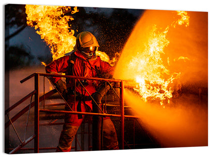 Firefighter Hose and Flame Wall Art