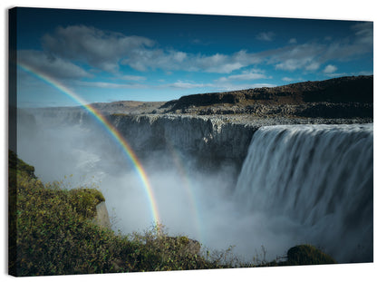 Dettifoss Waterfall with Double Rainbow Wall Art