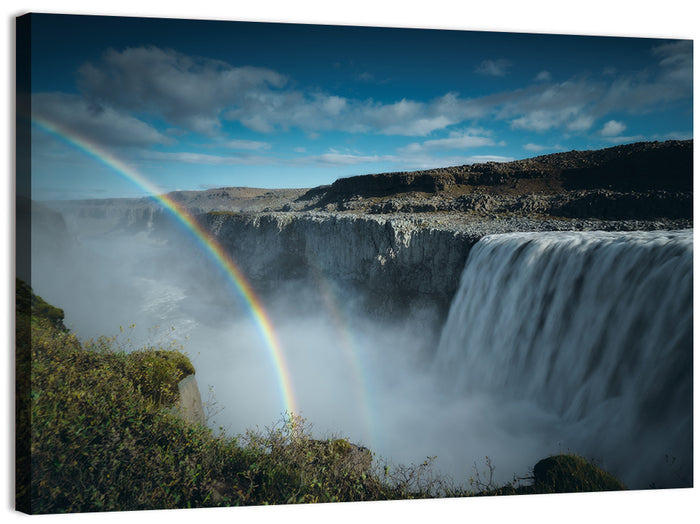 Dettifoss Waterfall with Double Rainbow Wall Art as a canvas print