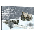 Starry Winter Cottage and Frozen Stream Wall Art