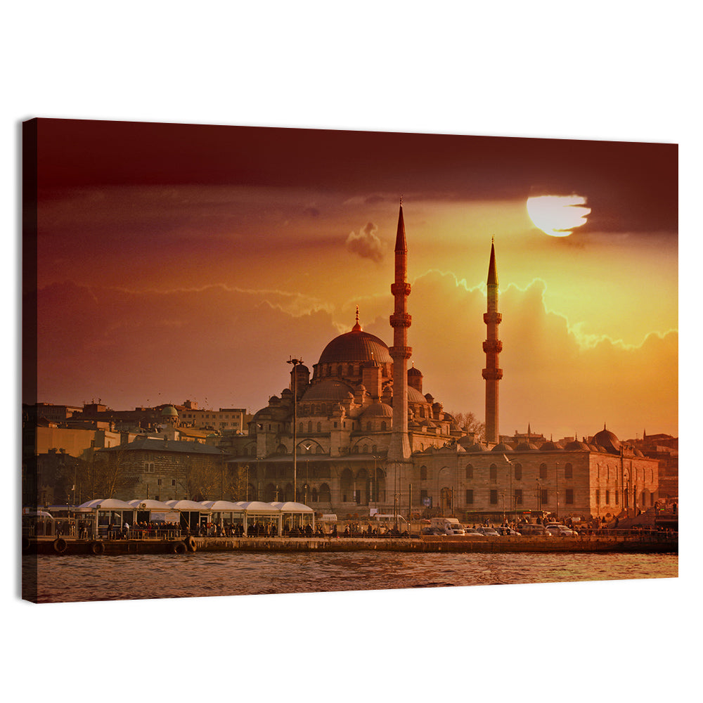 Yeni Cami Golden Hour Wall Art, canvas print, landscape