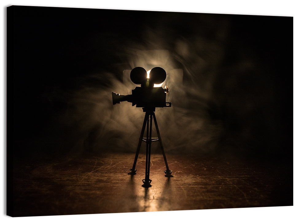 Backlit Vintage Movie Camera Wall Art