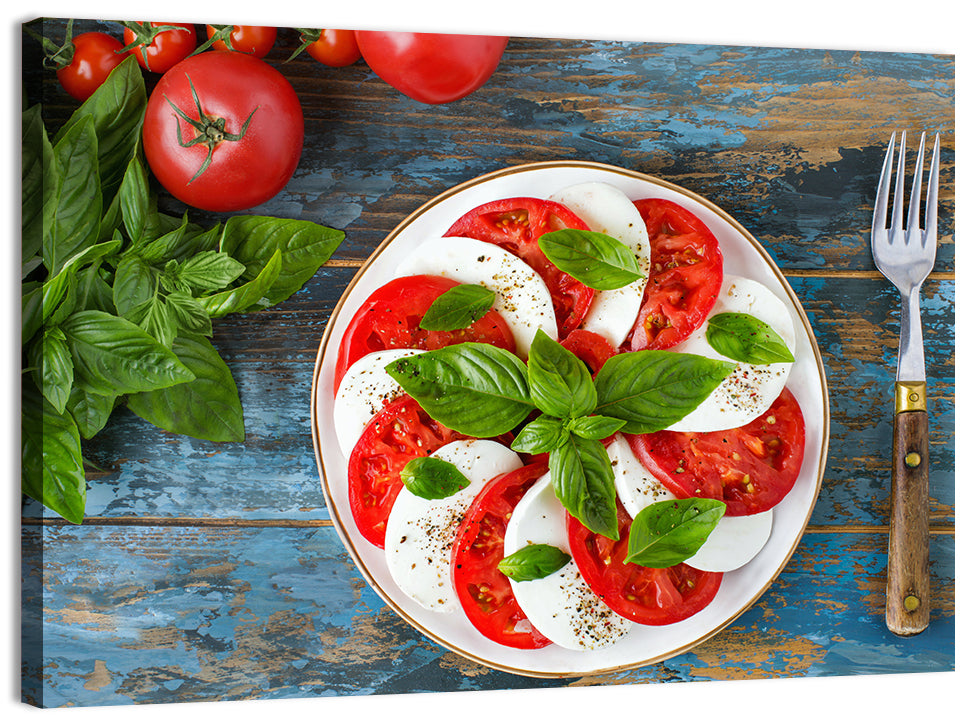 Rustic Caprese Salad with Basil Wall Art
