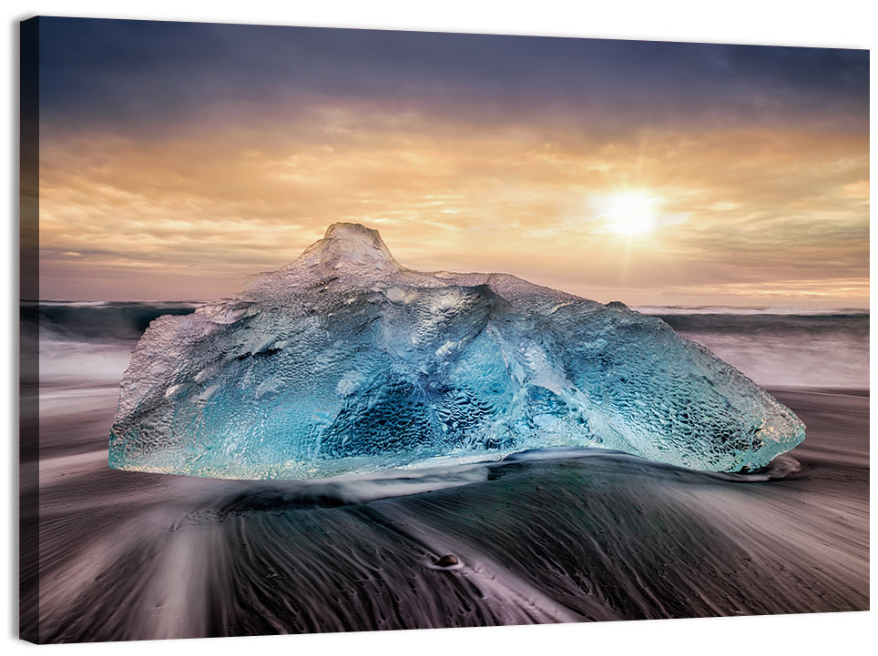 Diamond Beach Iceberg at Sunset Wall Art