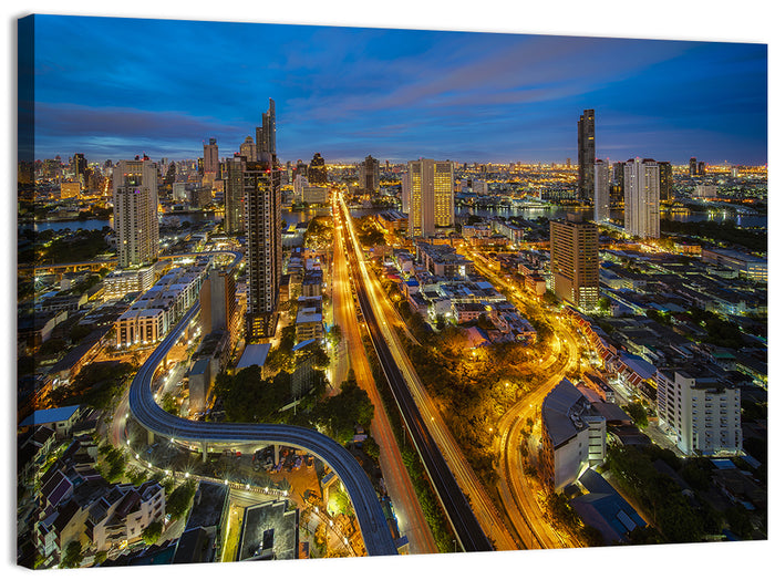 Bangkok Dusk Cityscape Wall Art as a canvas print