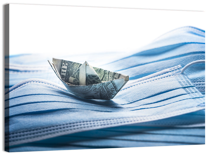 Dollar Boat on Surgical Masks Wall Art as a canvas print