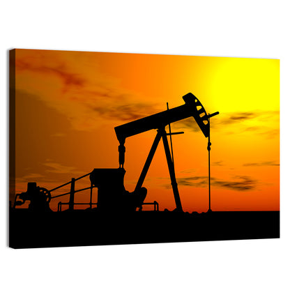 Pumpjack Sunset Silhouette Wall Art
