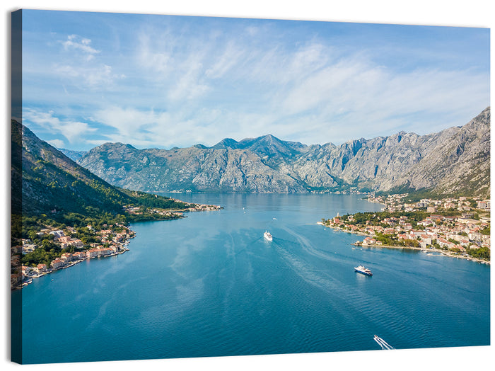 Bay of Kotor Aerial View Wall Art as a canvas print
