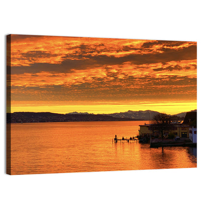 Lake Zurich Golden Sunset Wall Art